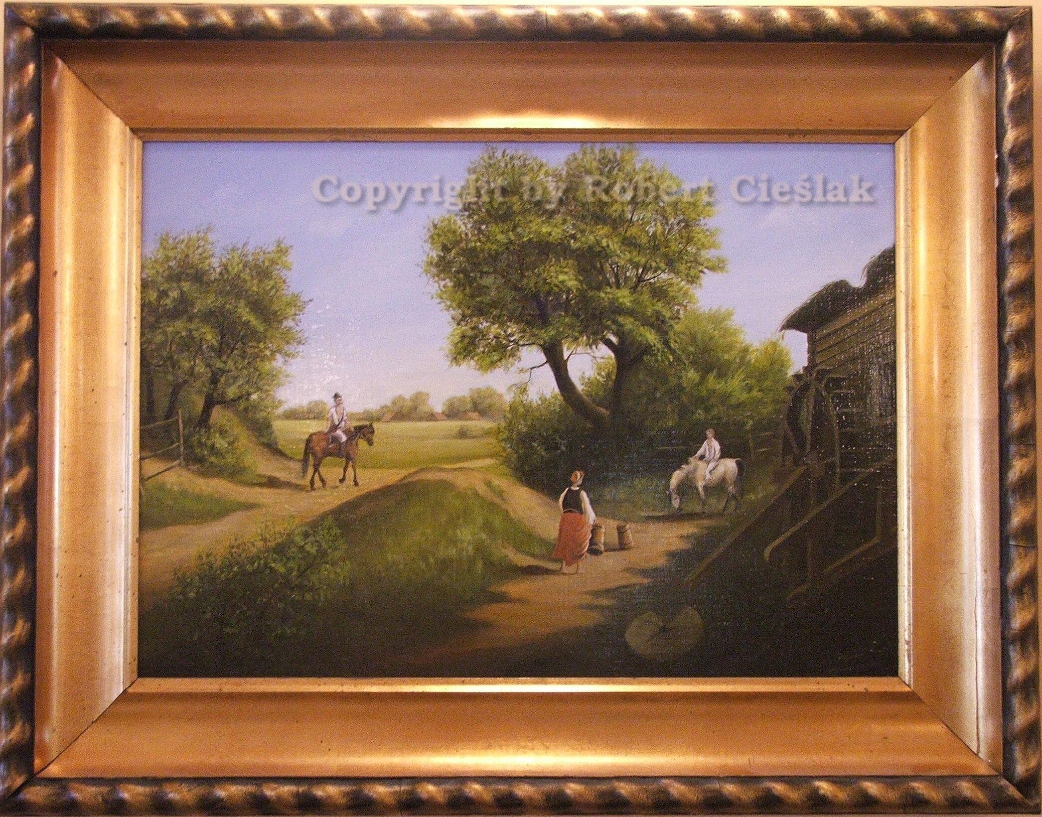Wilhelm Leopolski - Scena wiejska pod młynem